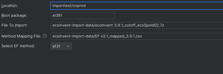 An image showing the EcoInvent UPR import menu